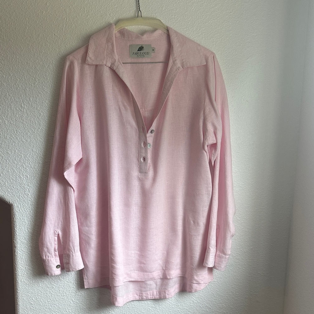 Pink Button-Up Women's Top